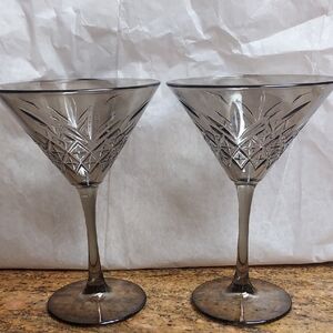 Smokey Martini Glasses Beutyful Design Set Of 2.  B99